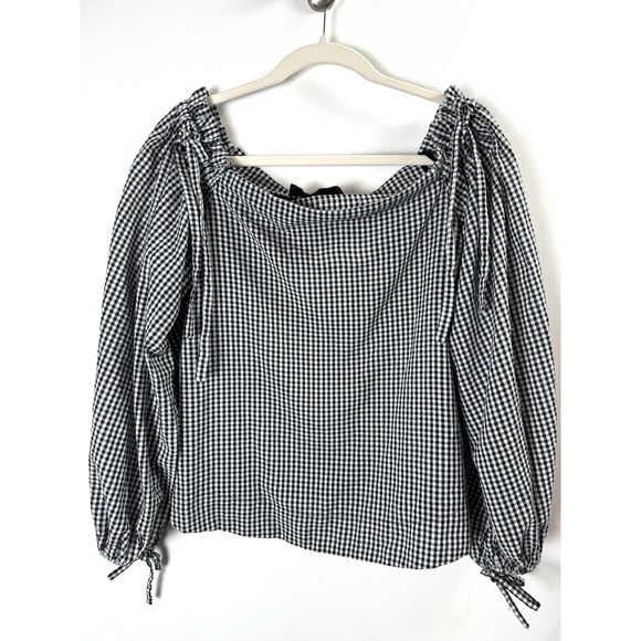 Kendall & Kylie Tops - Kendall & Kylie Gingham Plaid Blouse Preppy Coquette Peasant Farmcore Picnic M